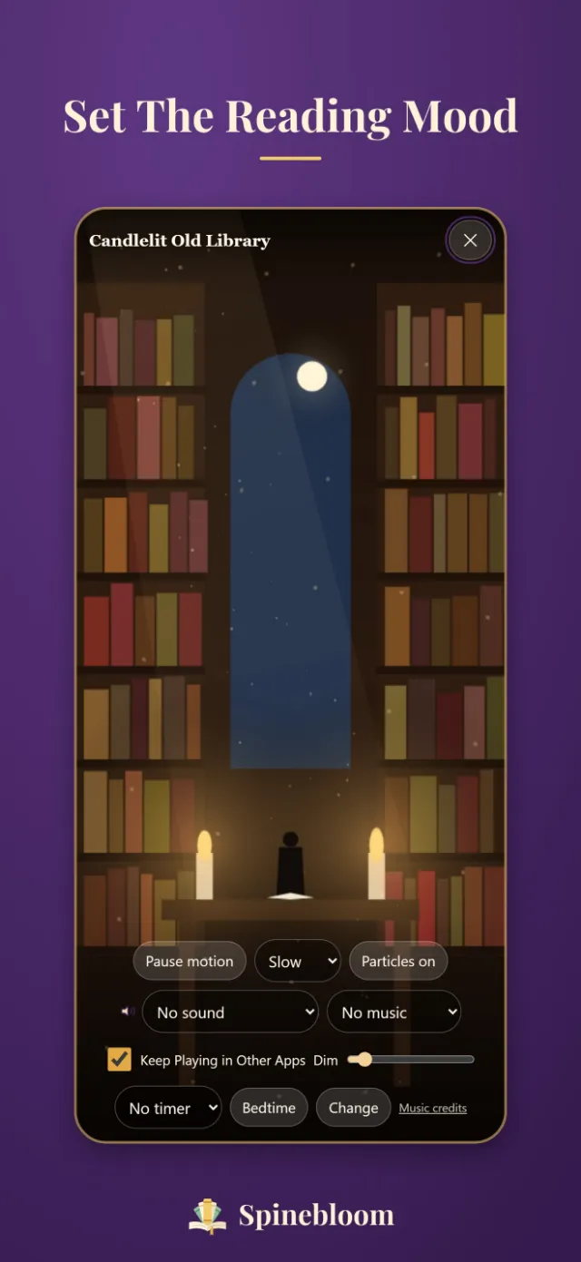 An Atmosphere scene in Spinebloom: a calm, softly lit place to read beside.